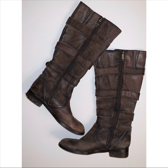 Two Lips Leather Riding Boots With Straps - Picture 8 of 8